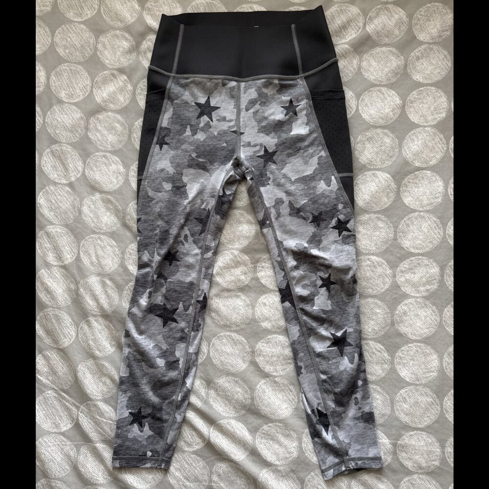 Gap GapFit High Rise Pocket 7/8 Sculpt Revolution Gray Stars Leggings Pants Sz S